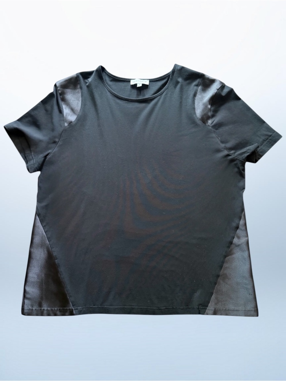 ANATOMIE Melissa Black Travel T-Shirt Satin Panels Size Large